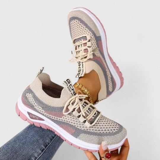 Kvinders Ortopædiske Snøre-Sneakers med Åndbart Mesh-Overdel