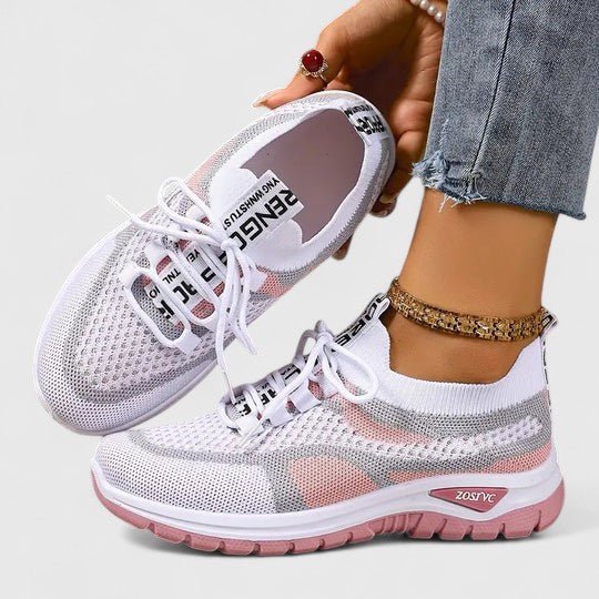 Kvinders Ortopædiske Snøre-Sneakers med Åndbart Mesh-Overdel