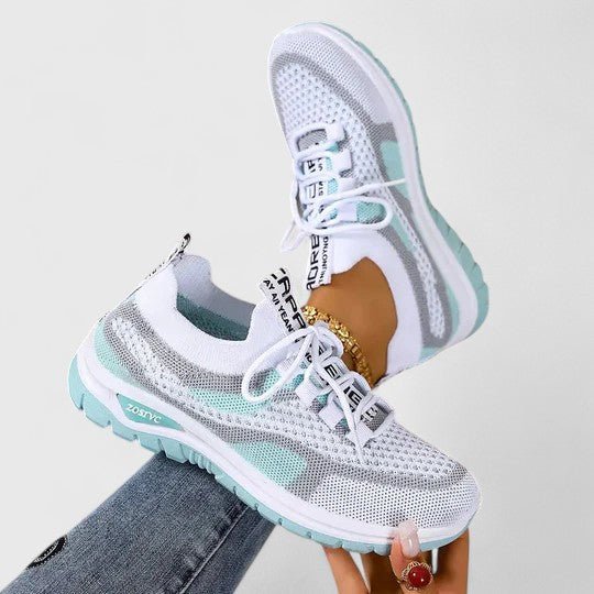 Kvinders Ortopædiske Snøre-Sneakers med Åndbart Mesh-Overdel