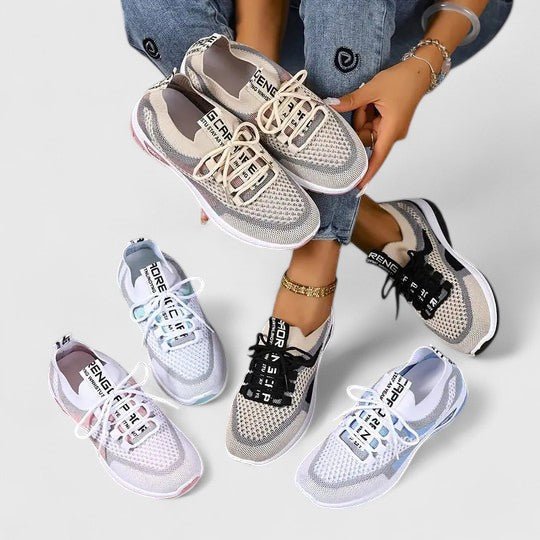 Kvinders Ortopædiske Snøre-Sneakers med Åndbart Mesh-Overdel