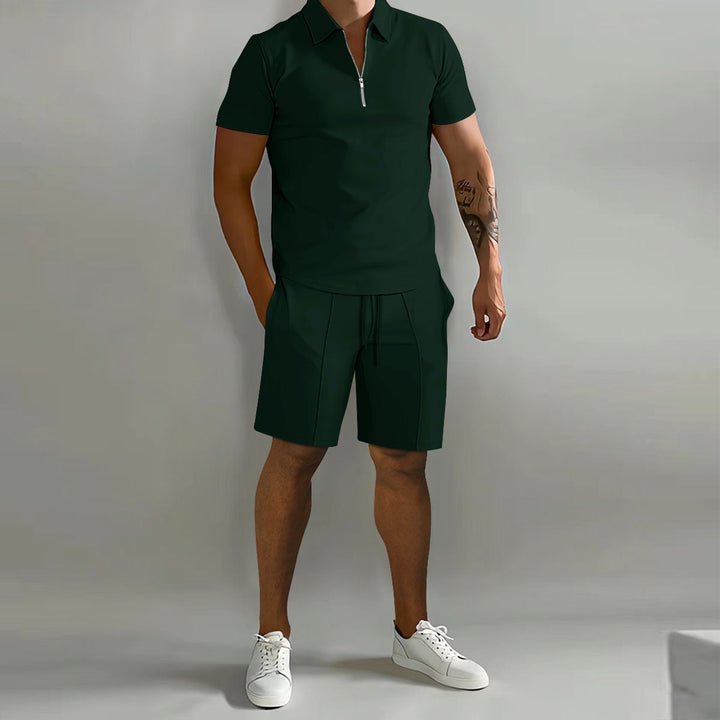 Arne | Herre Polo Med Lynlås Og Shorts Casual Sæt