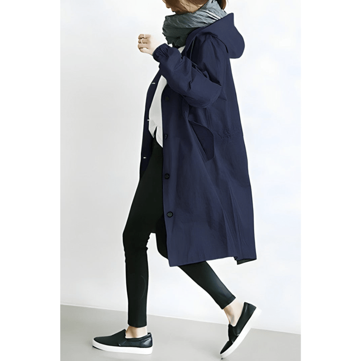 Dagmara | Oversized Hættet Frakke med Knapper - Freya Kobenhavn