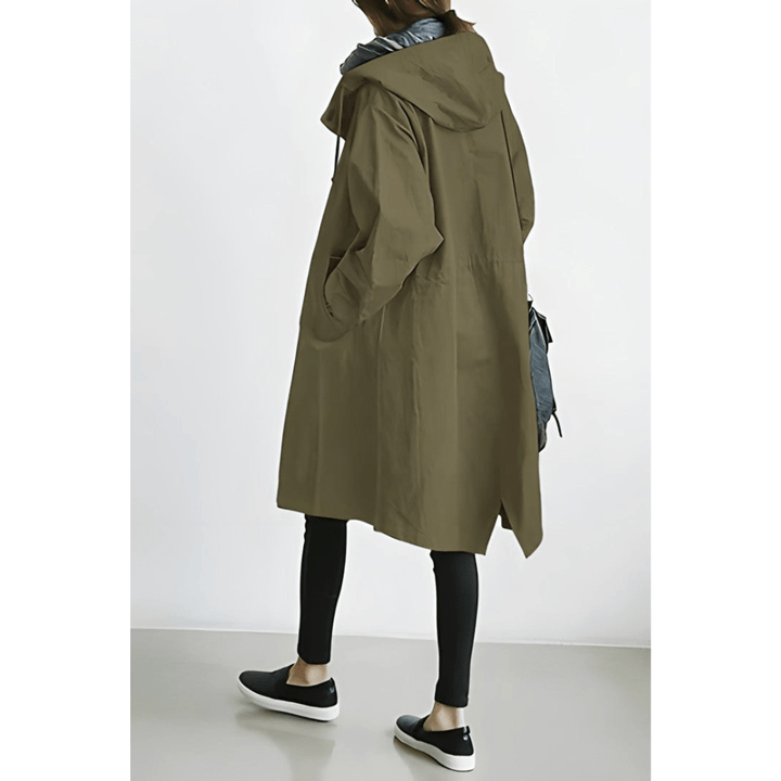 Dagmara | Oversized Hættet Frakke med Knapper - Freya Kobenhavn
