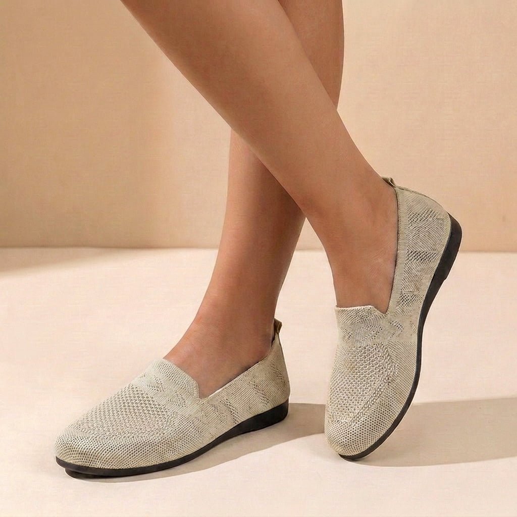 Orthopædiske Slip-On Ballerinaer Strikket Komfort Dame - Beige