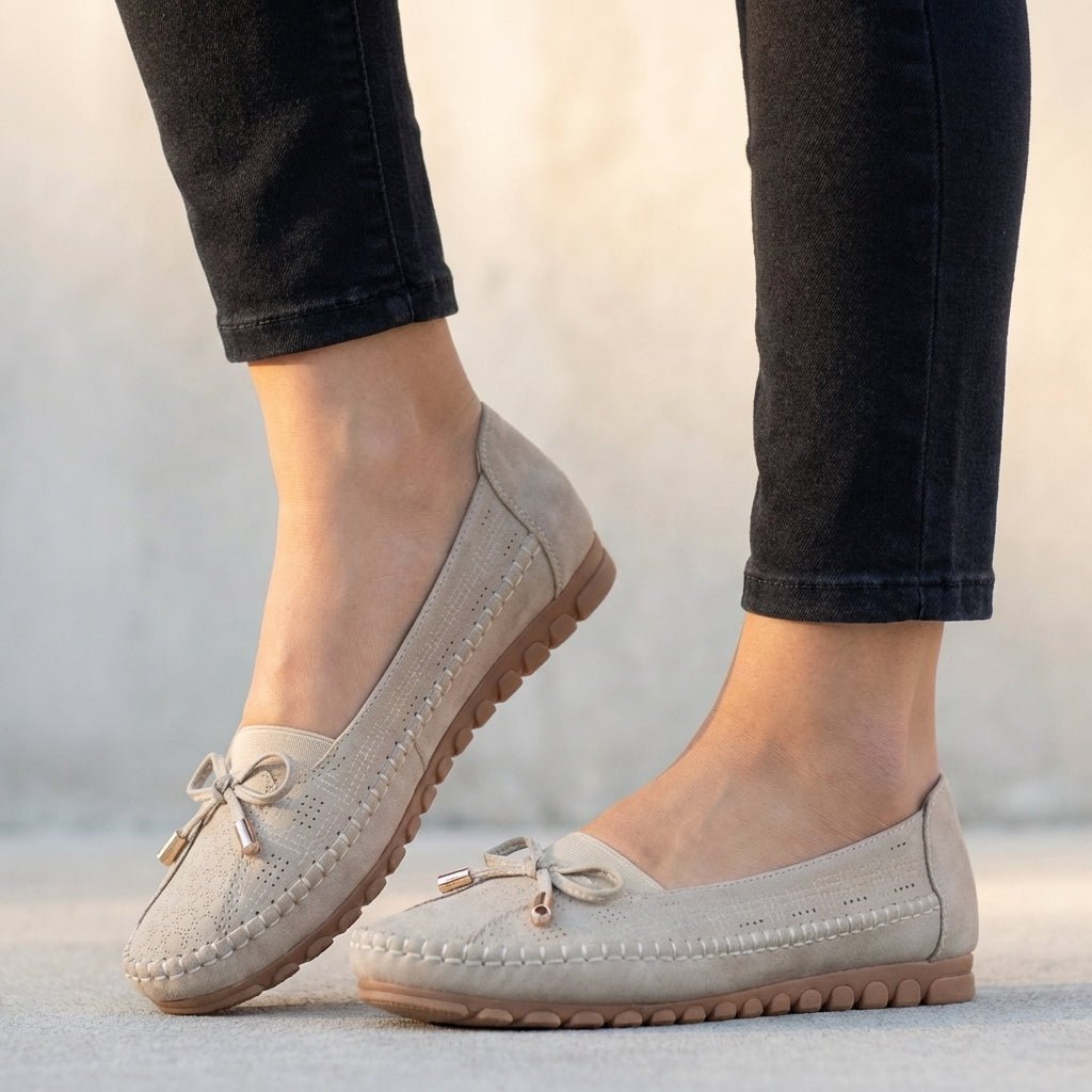 Ortopædiske Loafers Perforeret Slip-On Komfort Sløjfe - Off White