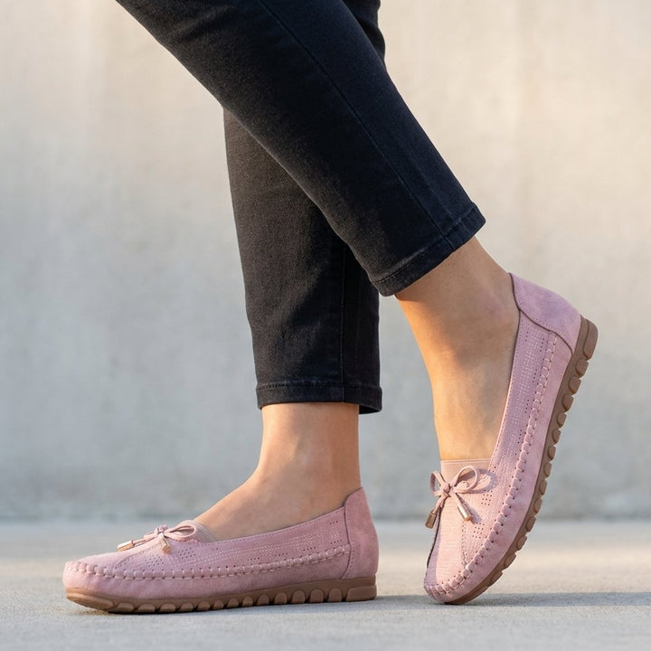 Ortopædiske Loafers Perforeret Slip-On Komfort Sløjfe - Pink