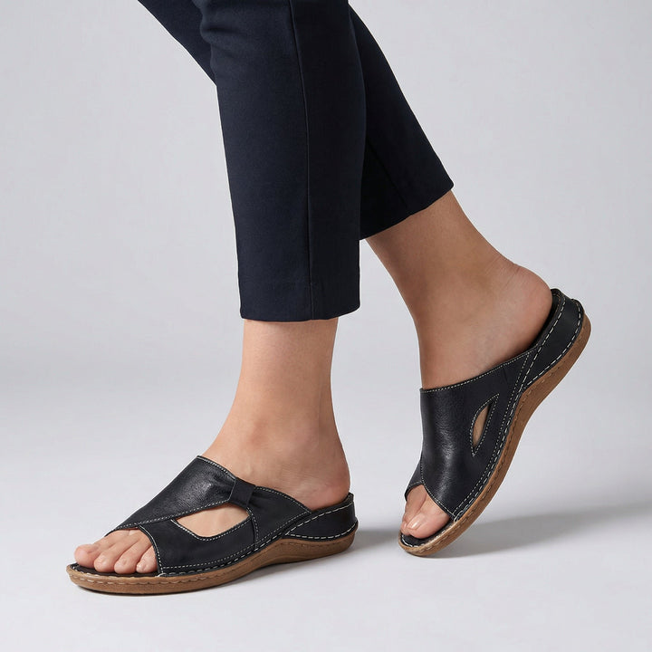 Ortopædiske Sandaler Åben Tå Slip-On Dame Læder - Black