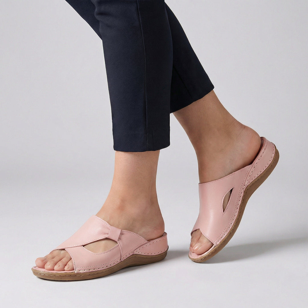 Ortopædiske Sandaler Åben Tå Slip-On Dame Læder - Pink