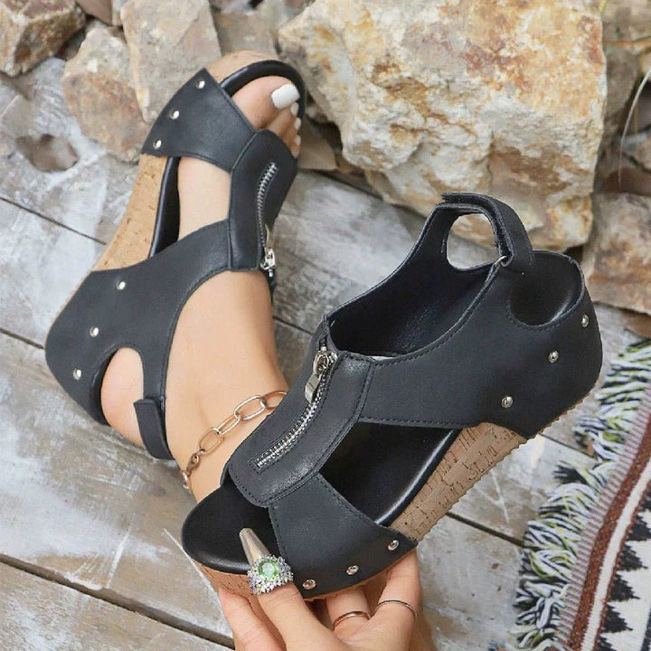 Ortopædiske Sandaler Wedge Lynlås Kork Sål Dame