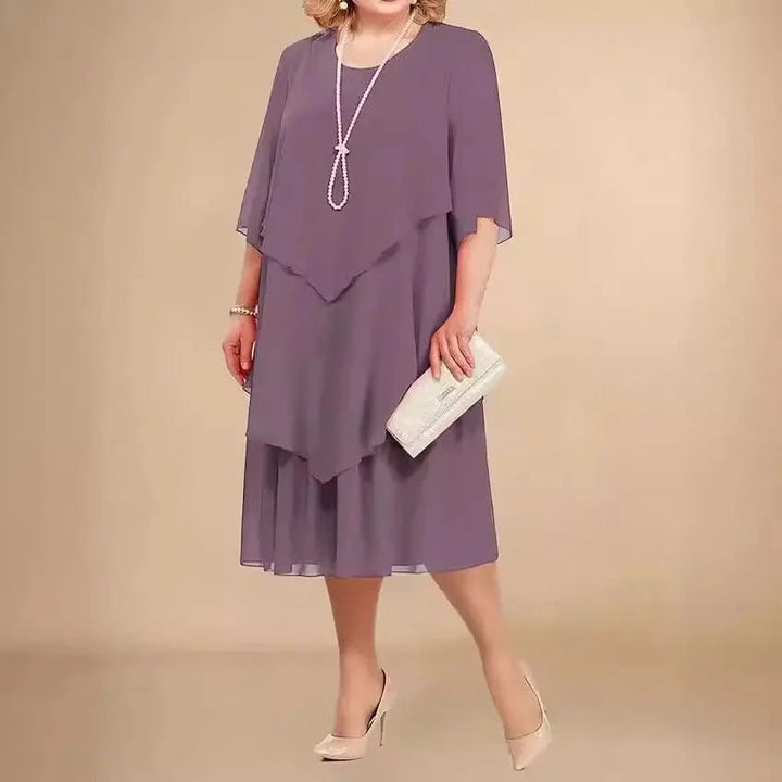 Plus Size Chiffon Kjole Sort Asymmetrisk Lag Elegant - Light Purple