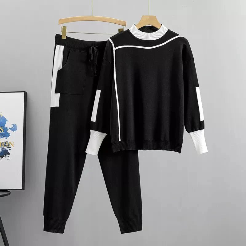 Plus Size Joggingdragt Dame Bordeaux Hvid Komfort Set - Black