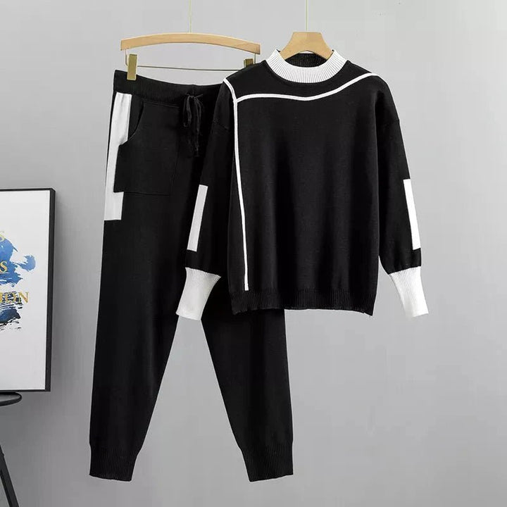 Plus Size Joggingdragt Dame Bordeaux Hvid Komfort Set - Black