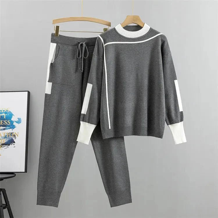 Plus Size Joggingdragt Dame Bordeaux Hvid Komfort Set - Grey