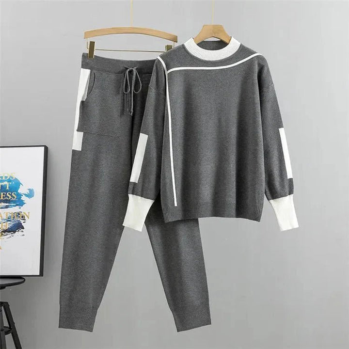 Plus Size Joggingdragt Dame Bordeaux Hvid Komfort Set - Grey