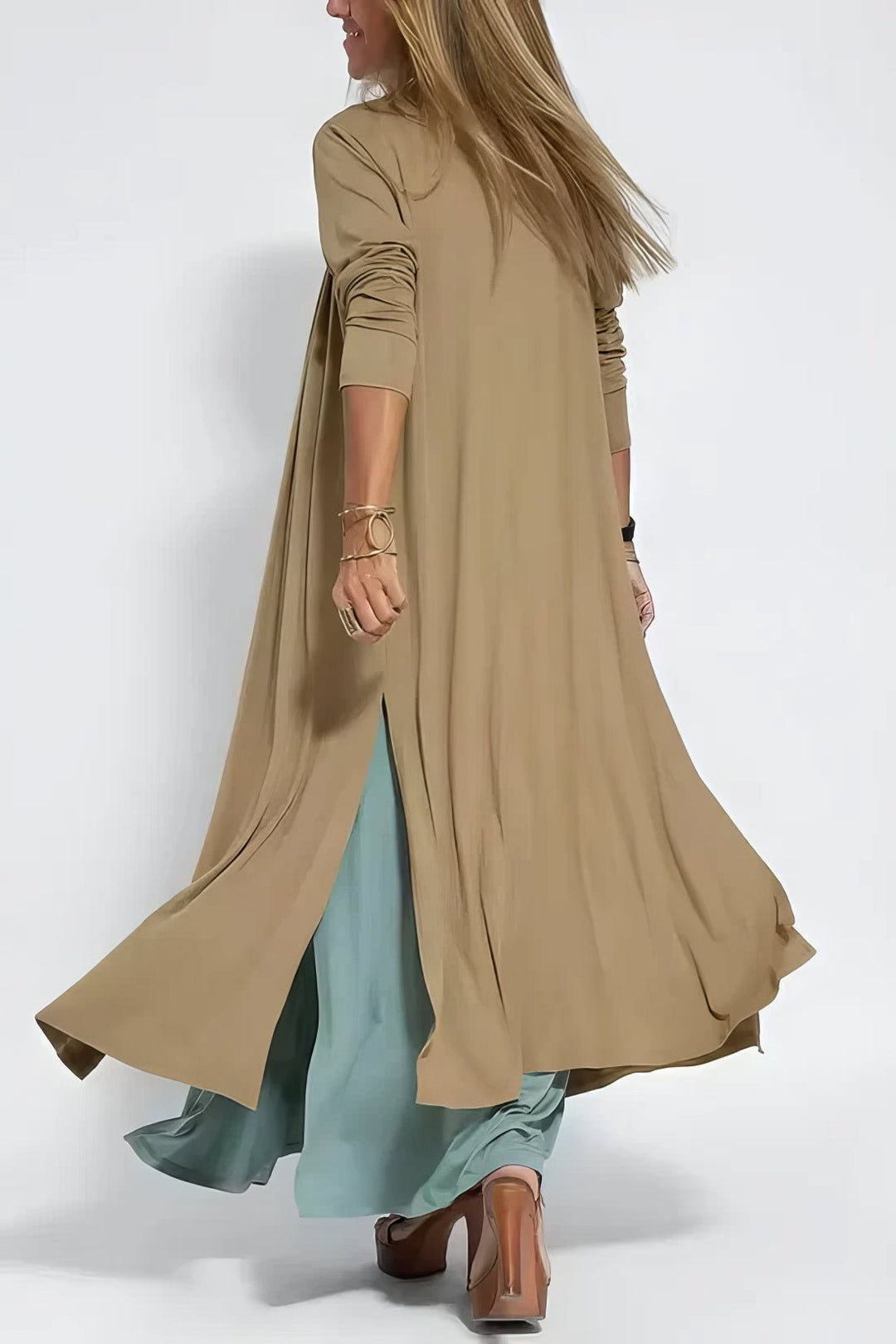 Plus Size Lang Kjole V-udskæring Elegant Ærmeløs