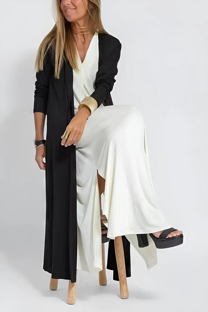 Plus Size Lang Kjole V-udskæring Elegant Ærmeløs