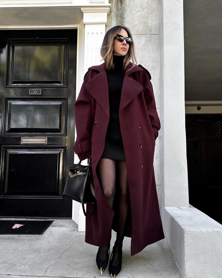 Birthe | Dame Lang Vinter Trench Frakke i Uld - Freya Kobenhavn