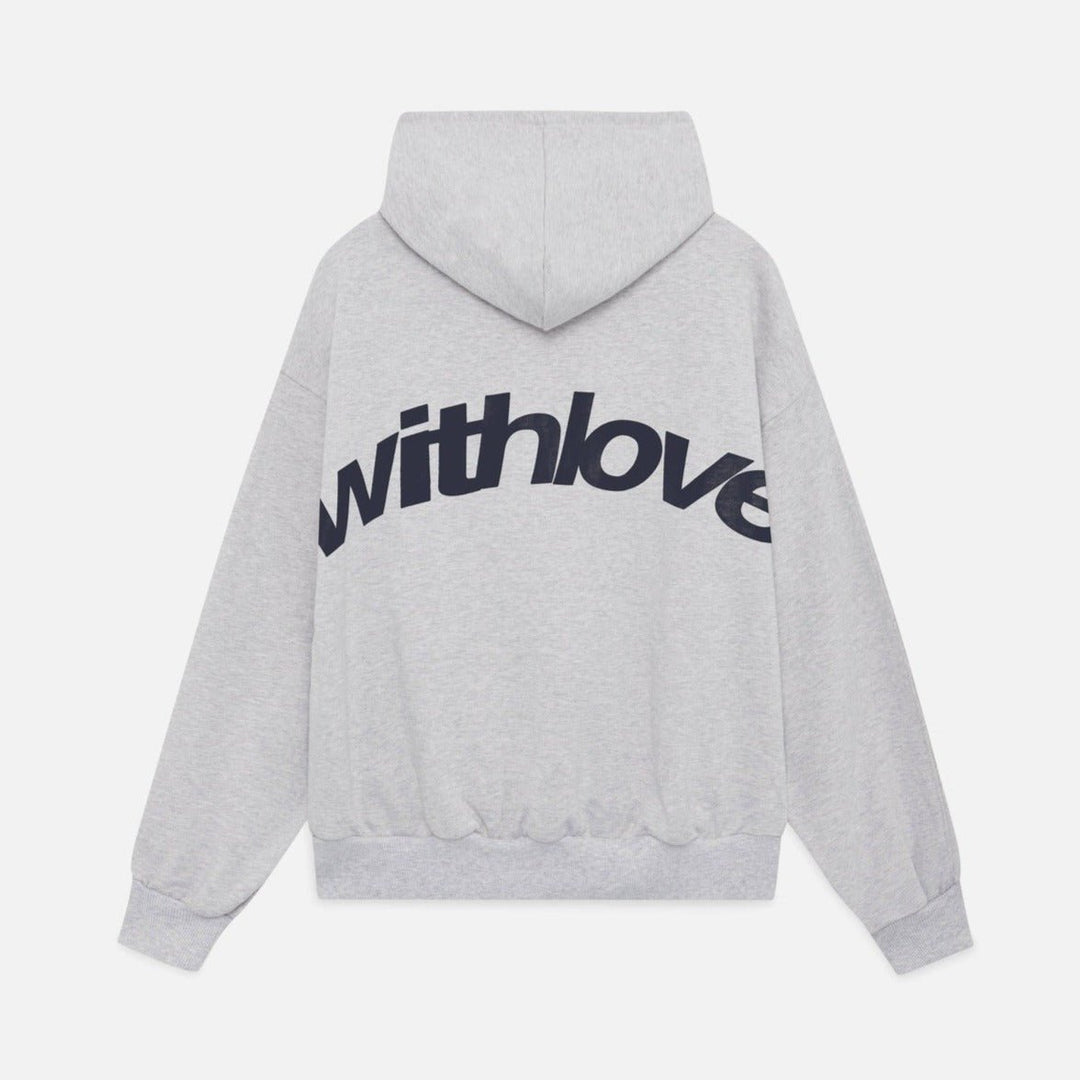 Unisex Oversized With Love Hættetrøje - Grey