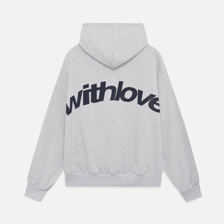 Unisex Oversized With Love Hættetrøje - Grey