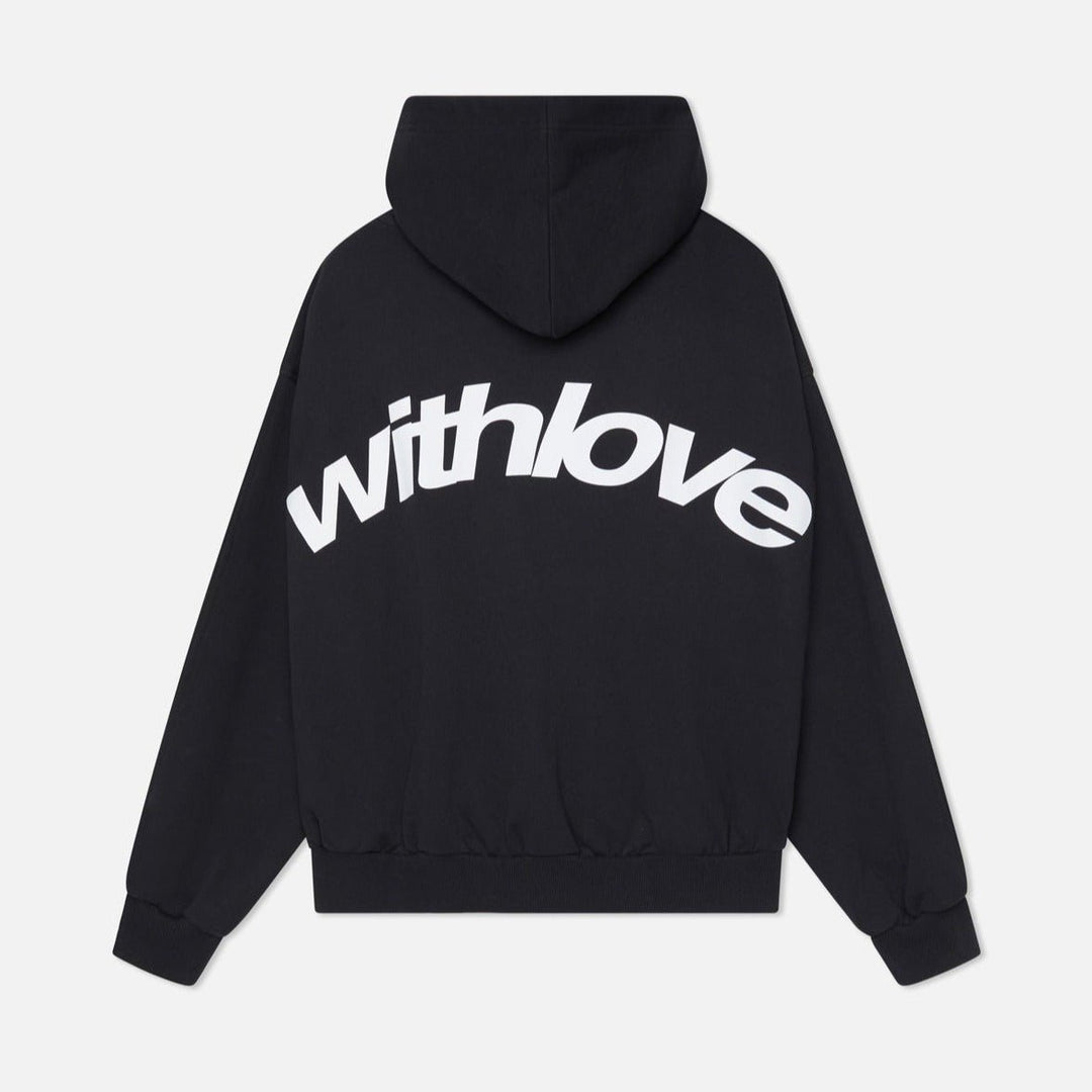 Unisex Oversized With Love Hættetrøje - Black
