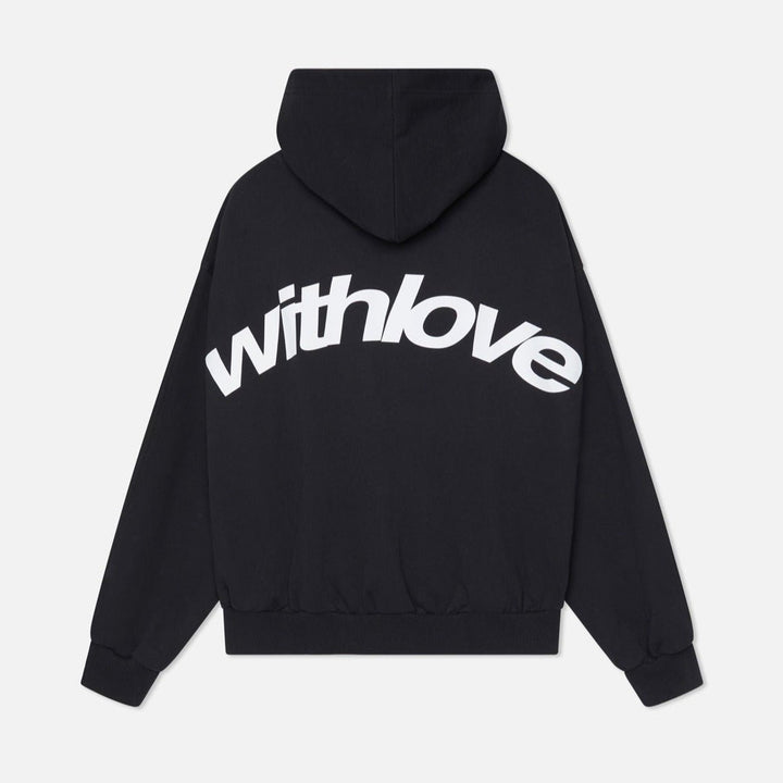 Unisex Oversized With Love Hættetrøje - Black