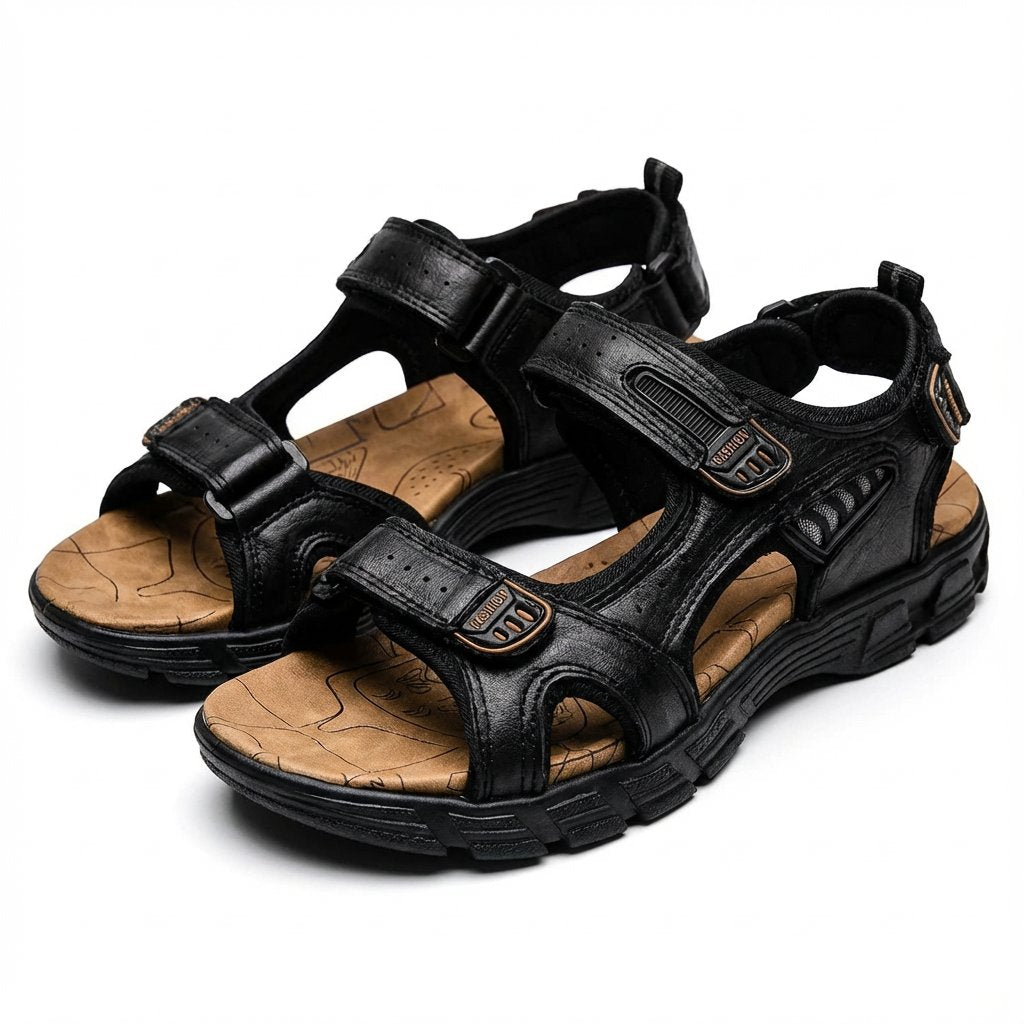 Unisex Trekking-Sandaler Velcro-Lukning Skridsikker Sål Udendørs - Negro
