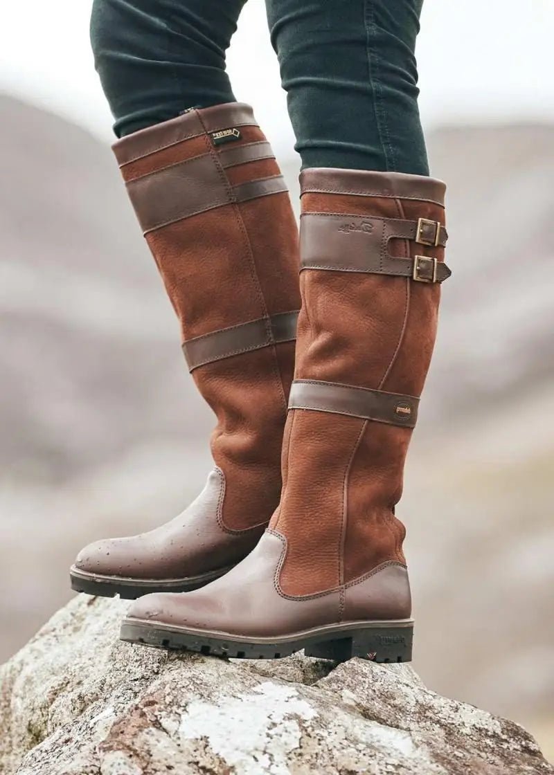 Vandtætte støvler dame knæhøje læder pull-on - Brown