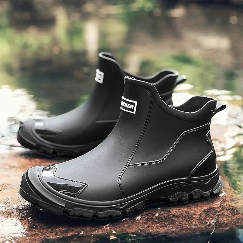 Waterproof støvler ankelstøvler gummimateriale slip-on - Black