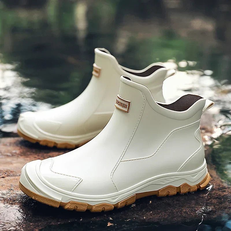 Waterproof støvler ankelstøvler gummimateriale slip-on - Beige