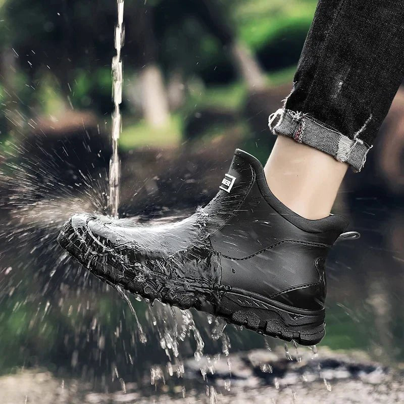 Waterproof støvler ankelstøvler gummimateriale slip-on
